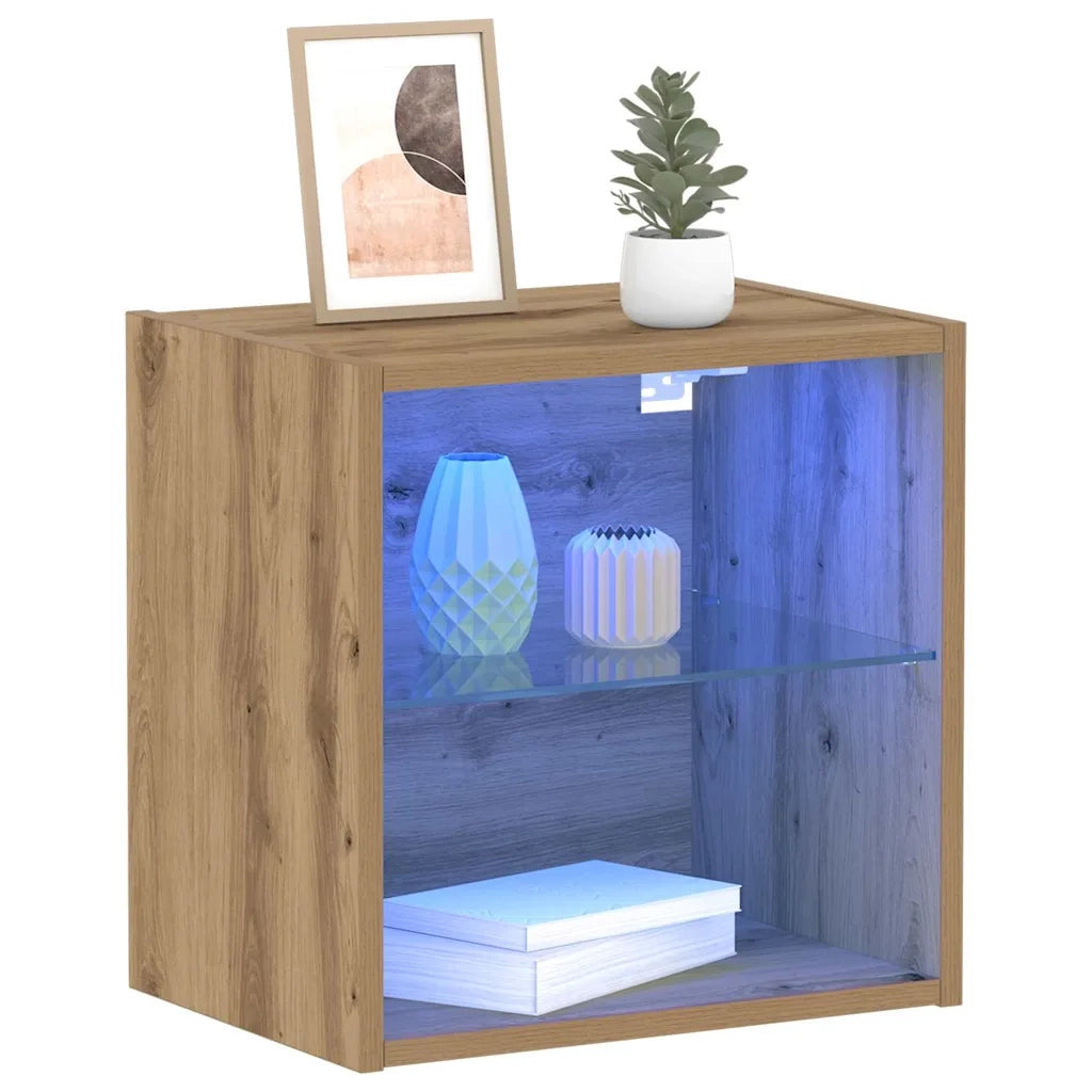 Mensola galleggiante con luce LED con lo scaffale 2 pcs Marrone 863093