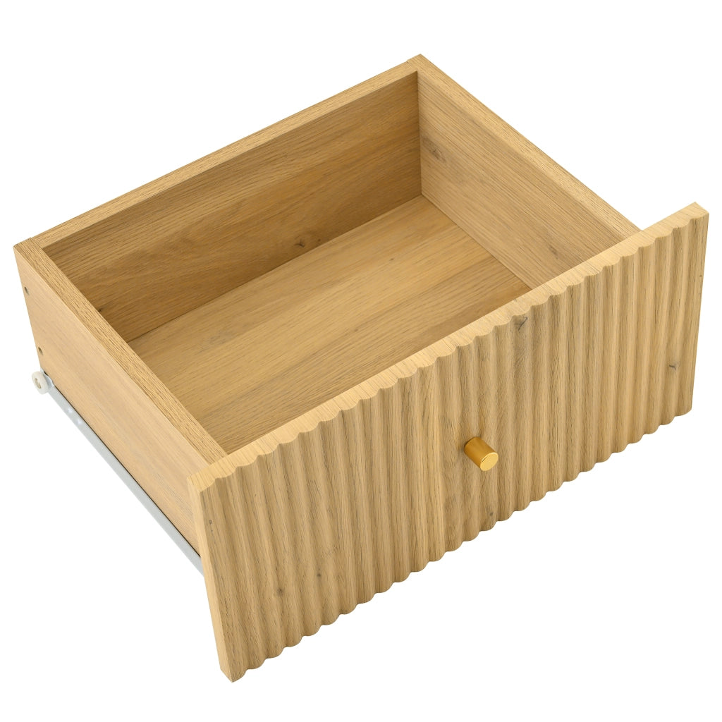Credenza con 2 Ante in Rattan; 3 Cassetti e 2 Ripiani; Gambe in Metallo Effetto Legno; in MDF; 140??40??80 cm; Naturale