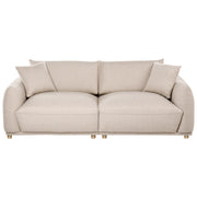 Divano a 3 posti in tessuto beige con cuscini decorativi e gambe in legno divano moderno per soggiorno