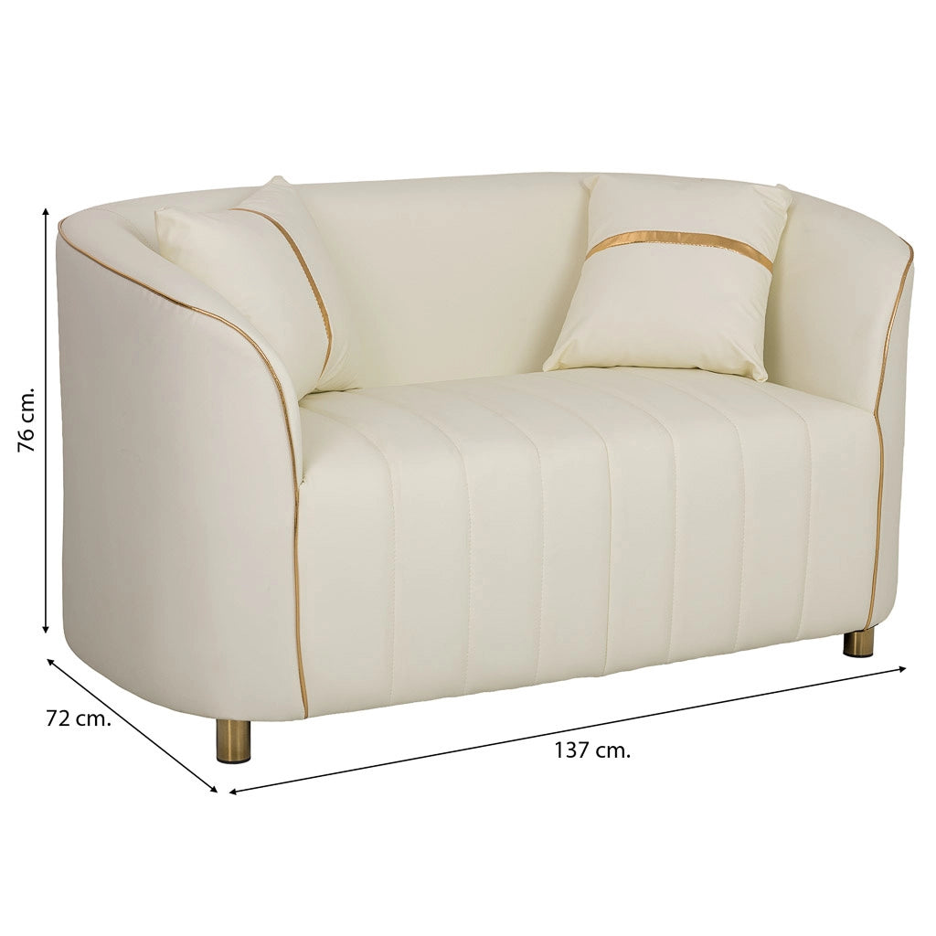Divano in ecopelle beige 137x72x76h cm