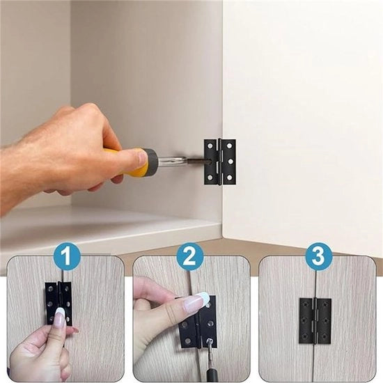 Scharnieri inclinabili da 20 pezzi, 44mm x 31mm, acciaio inox nero per porte e finestre