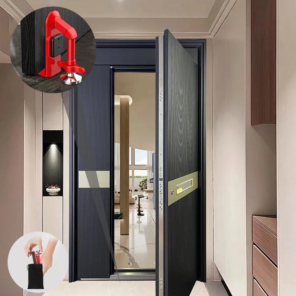 Blocco porta portatile con allarme 80 dB, rosso