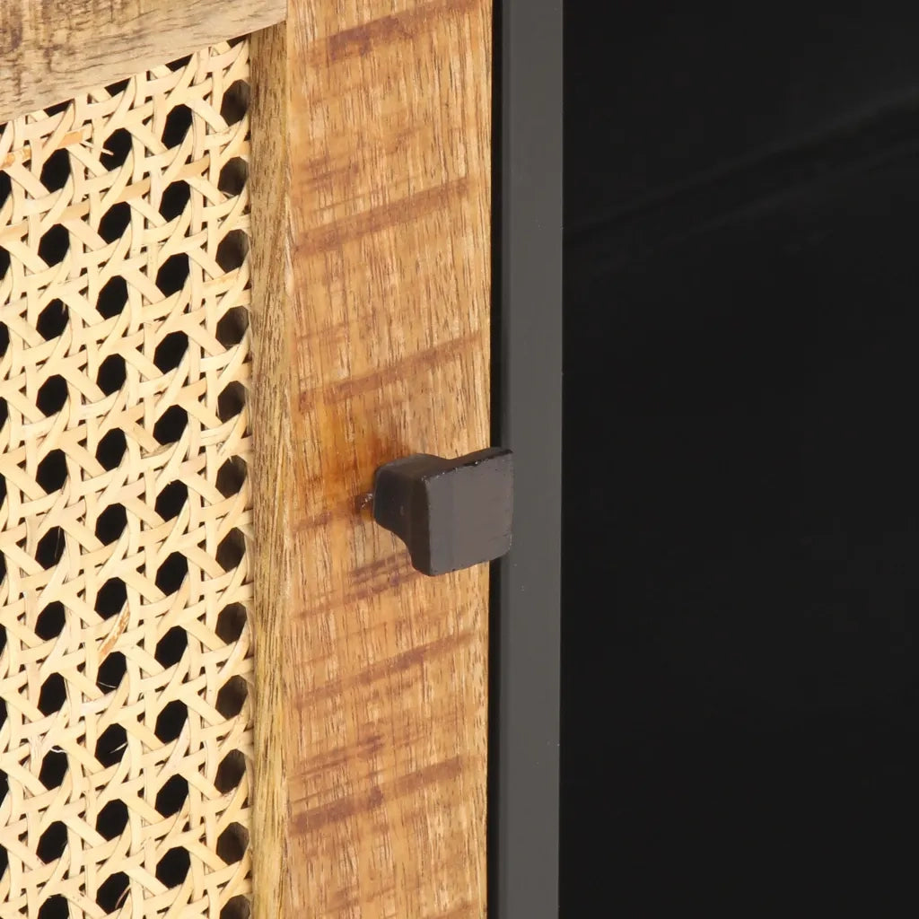 Mobile Porta TV 90x30x40 cm in Legno di Mango Grezzo e Canna 323144