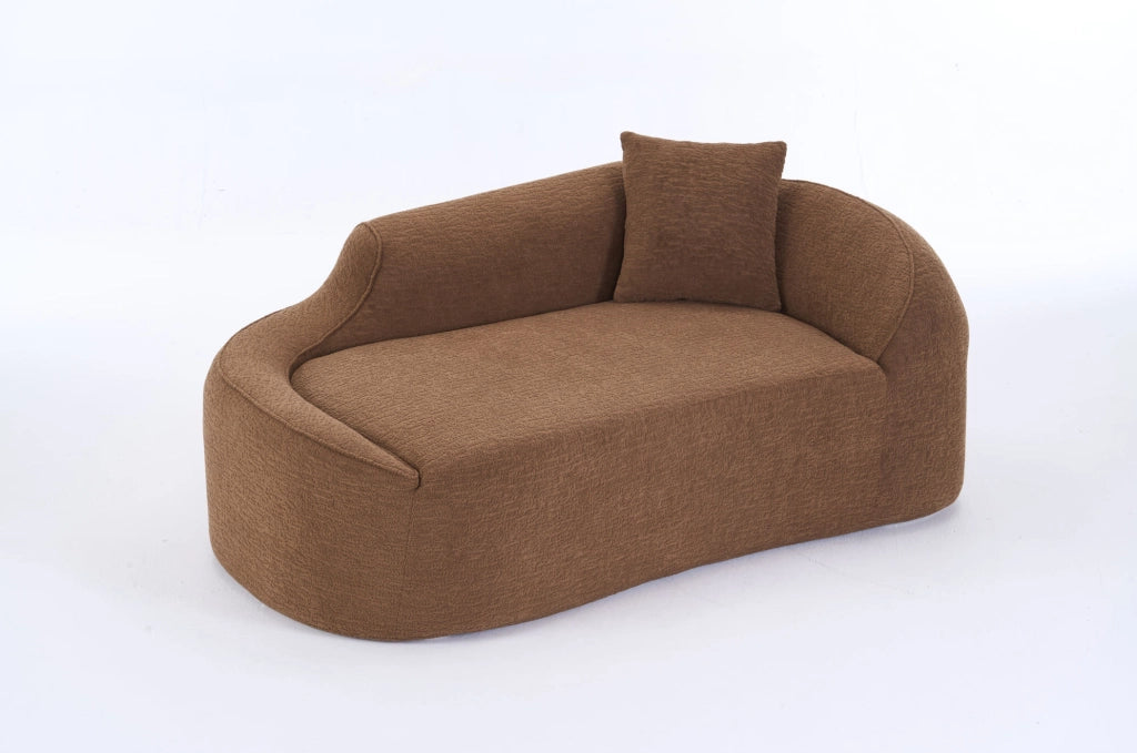 Divano 2 posti 3-in-1 con chaise longue e funzione letto in ciniglia; color caramello