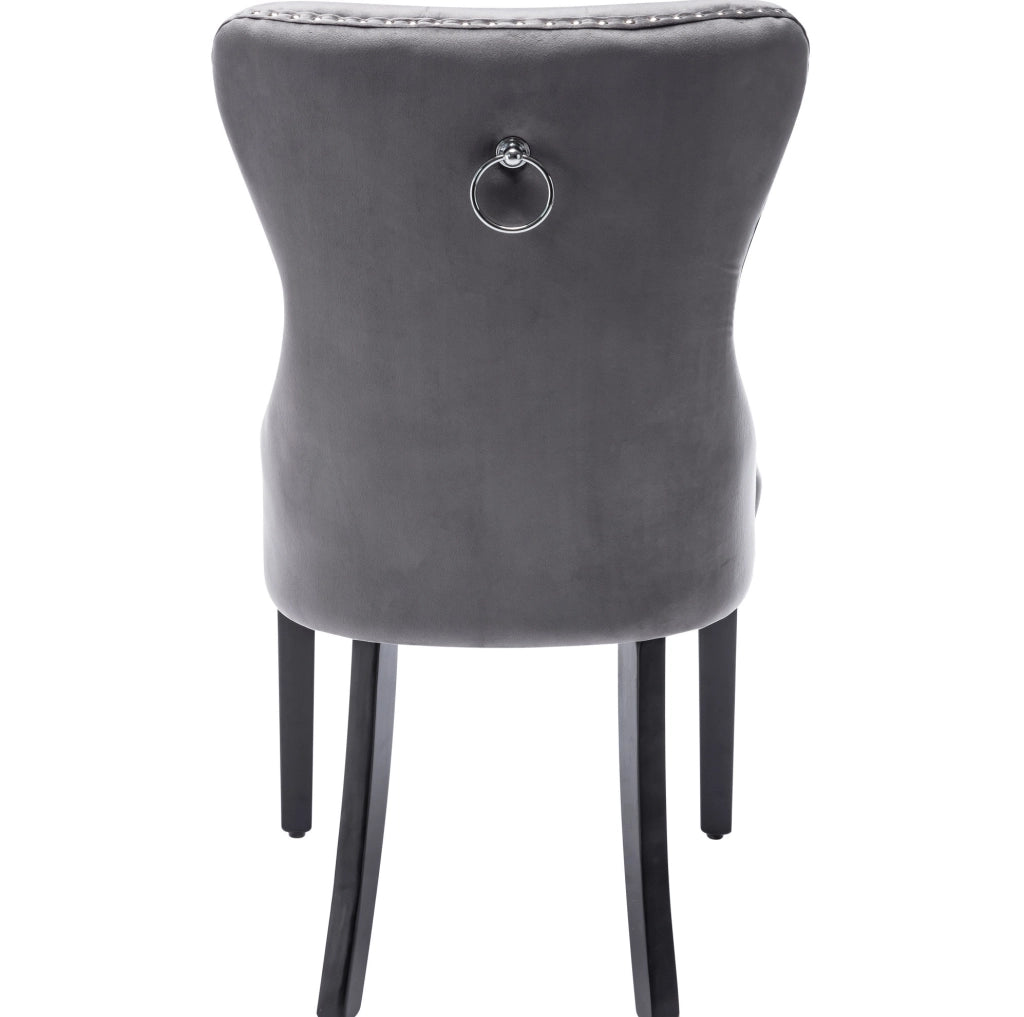 Set di 6 sedie da pranzo 51x51x97 cm imbottite in velluto; legno; grigio
