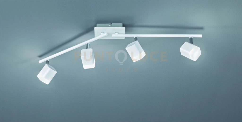 ROUBAIX BARRA 4 SPOTS LED 14W 1600lm, 3000K QUADRATI METALLO BIANCO L.80CM