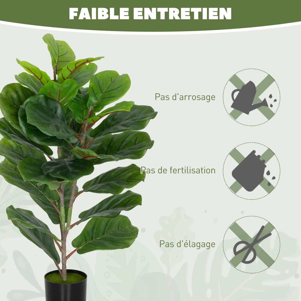Pianta Artificiale Ficus - Xylo - Set 2 Pezzi 80cm con Vaso Plastica Verde