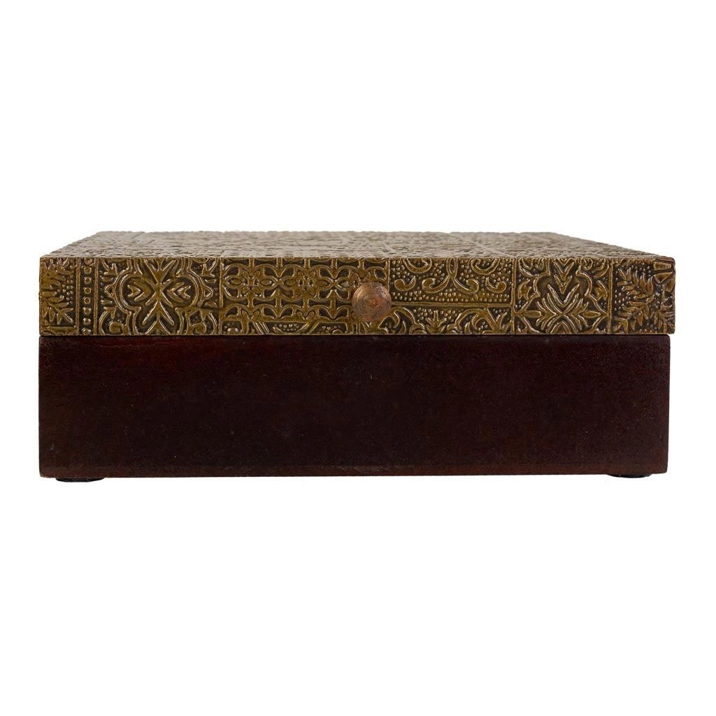 Portagioie in legno e metallo marrone 20x20x7,5h