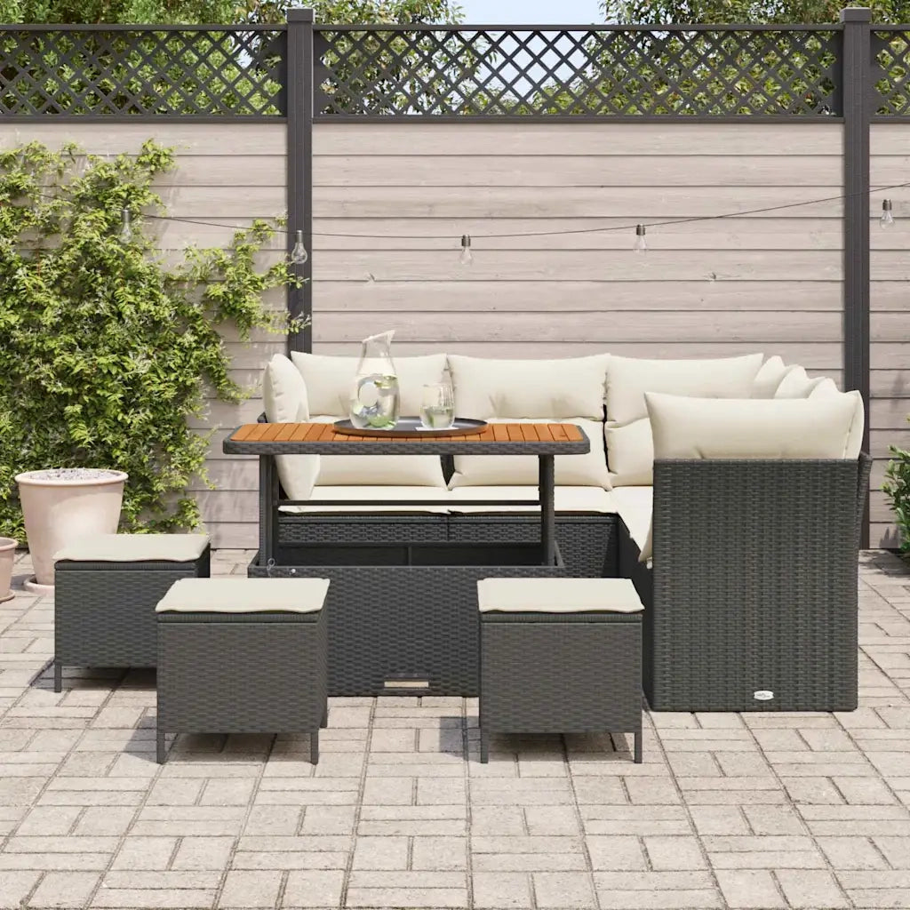 Set Divano da Giardino 9 pcs Nero polyrattan 3361490