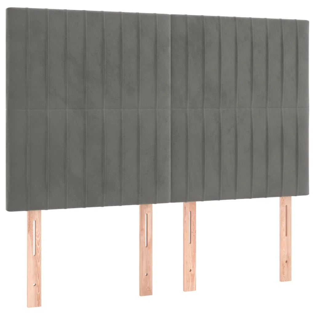 Testiera a LED Grigio Chiaro 144x5x118/128 cm in Velluto
