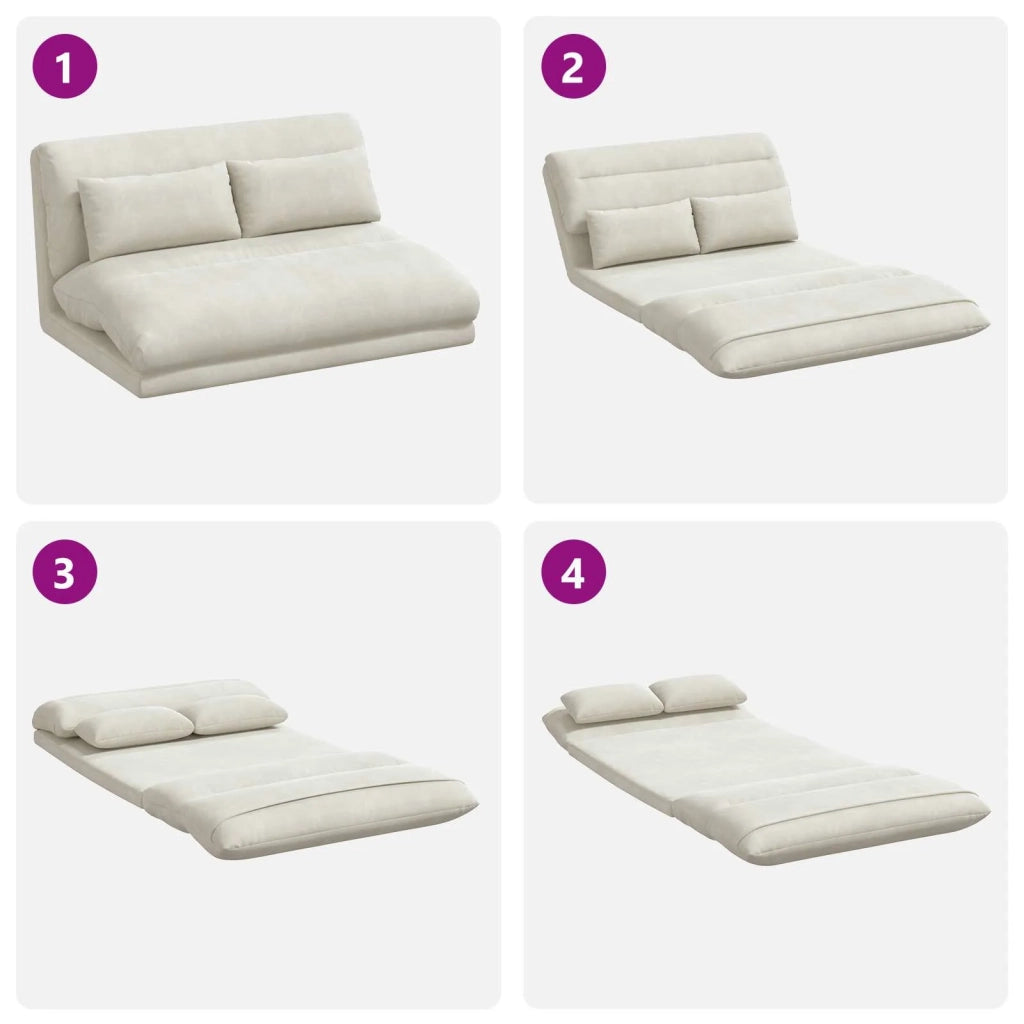 Sedia da Pavimento Crema 110 x 82 x 55 cm Velluto 42028216
