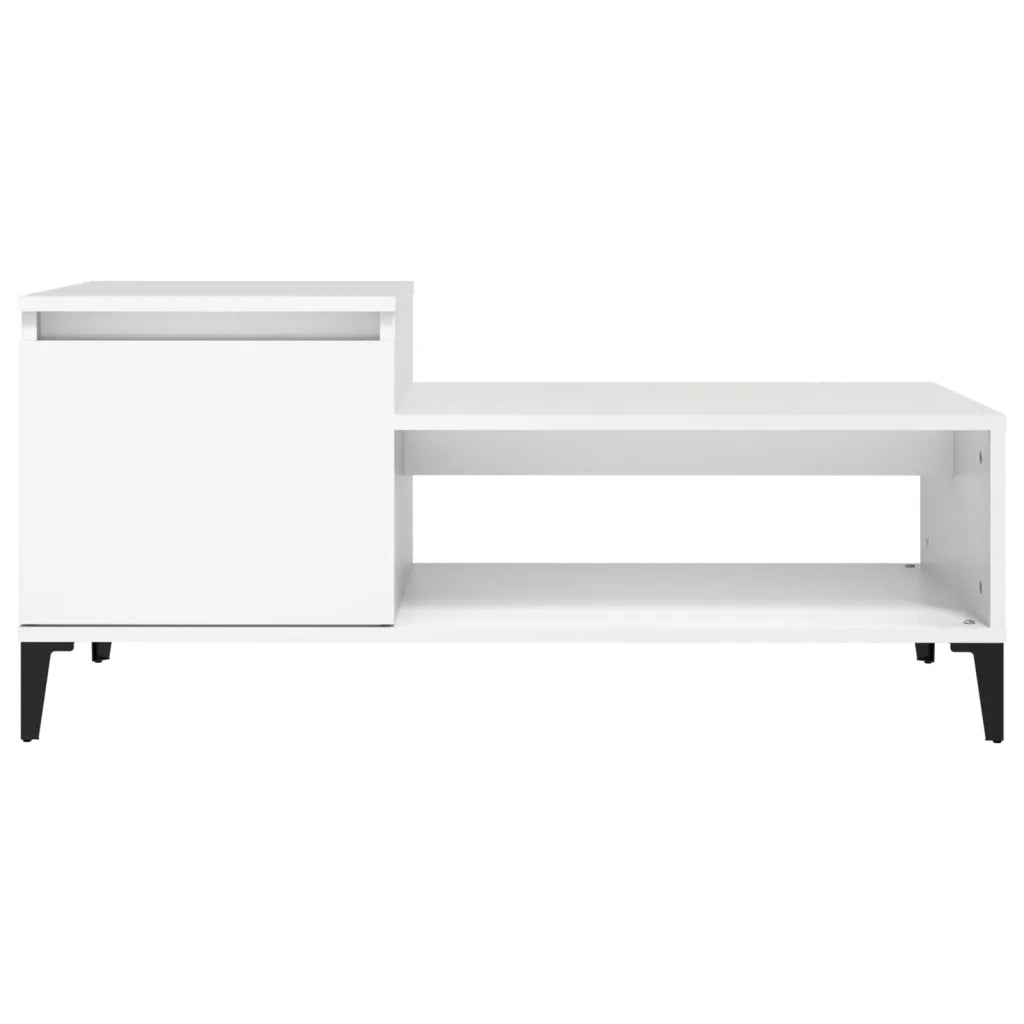 Tavolino da Salotto Bianco 100x50x45 cm in Legno Multistrato cod mxl 26109
