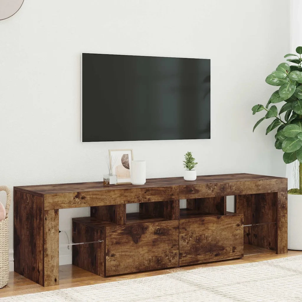 Mobile Porta TV con Luci LED Rovere Fumo 60x38,5x48 cm 822641