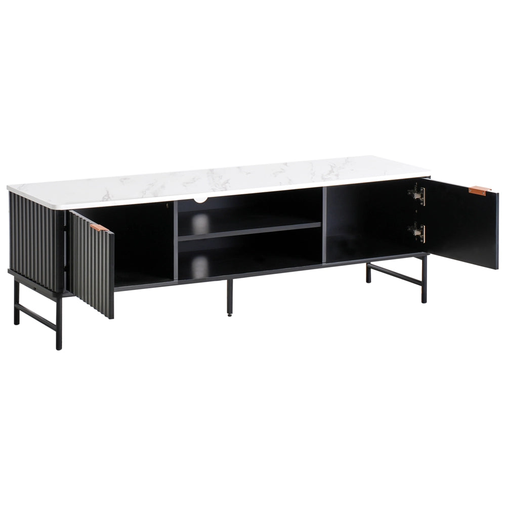 Mobile TV in MDF nero effetto marmo moderno 140 x 40 cm stile moderno contemporaneo
