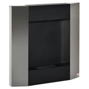Camino Bioetanolo da Parete con Serbatoio da 0.7L e Copertura 20m2, Acciaio, 72x11x72cm, Argento e Nero
