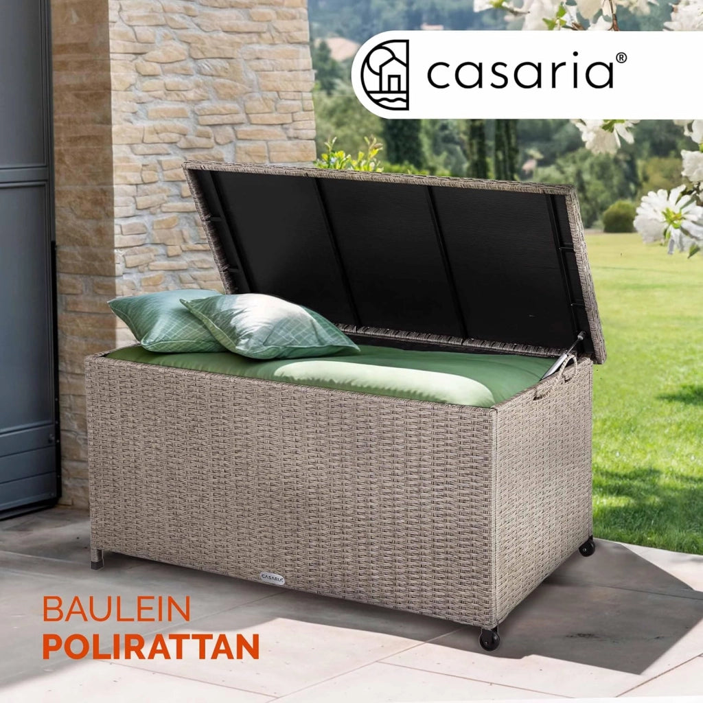 ® Baule Giardino XXL 117x53x60cm Ruote 270L Salvaspazio Impermeabile Resistente Cassettone Contenitore Esterno