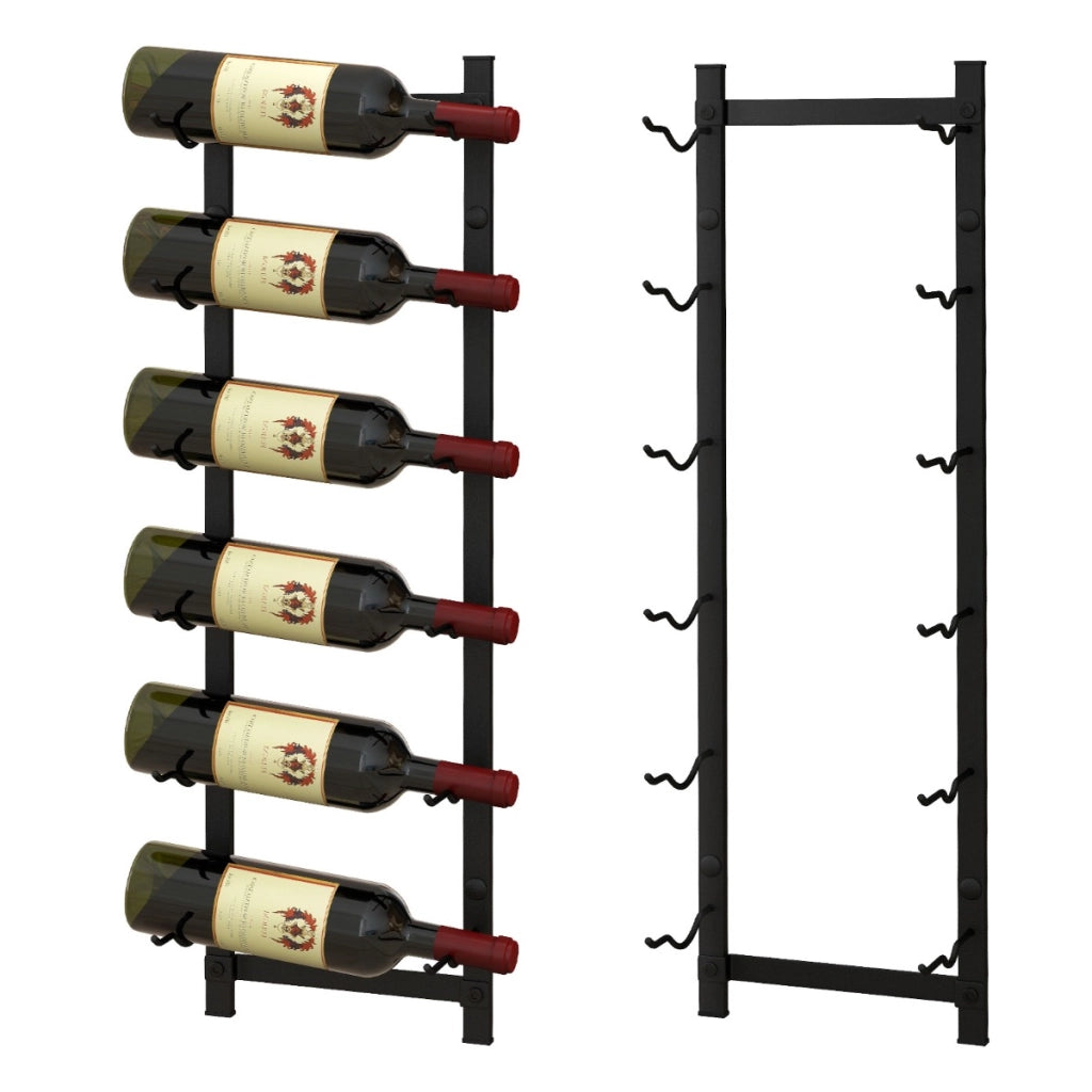 Portabottiglie vino da parete in metallo antiruggine, Cantinetta vino a muro per 6 bottiglie 22x13,5x73cm