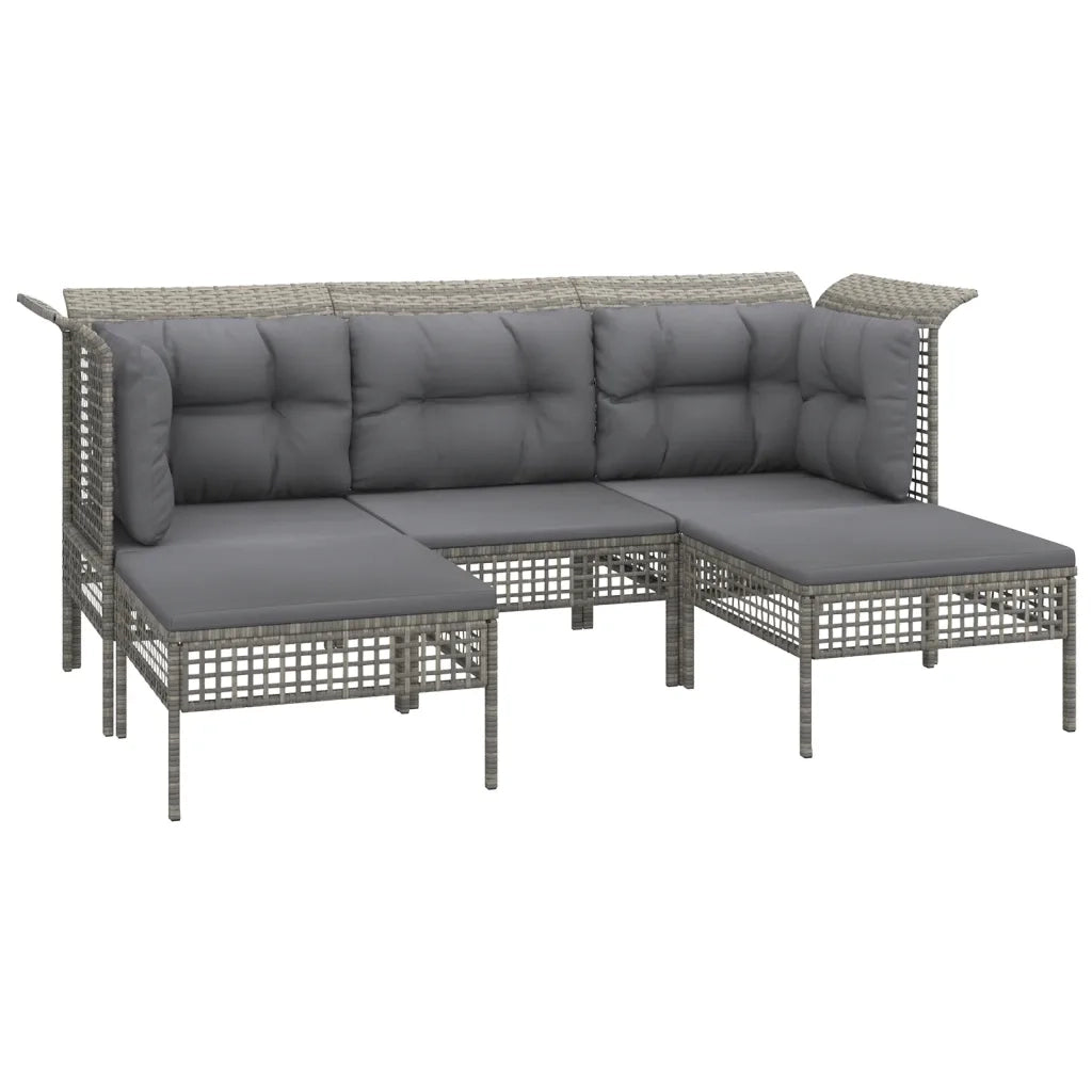 Set Divani da Giardino 6 pz con Cuscini in Polyrattan Grigio 3187552