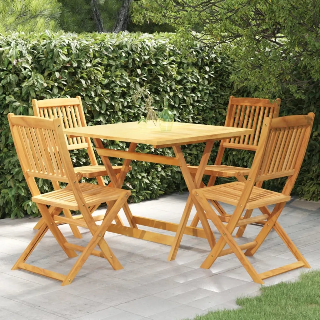 Set da Pranzo da Giardino 5 pz Pieghevole in Massello di Acacia cod mxl 45009
