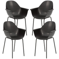 Set 4 Sedie Impilabili con Piedini Antiscivolo 59x55x84 cm in Plastica Nero