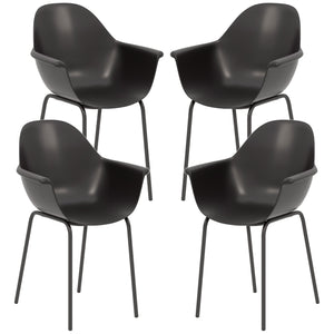 Set 4 Sedie Impilabili con Piedini Antiscivolo 59x55x84 cm in Plastica Nero