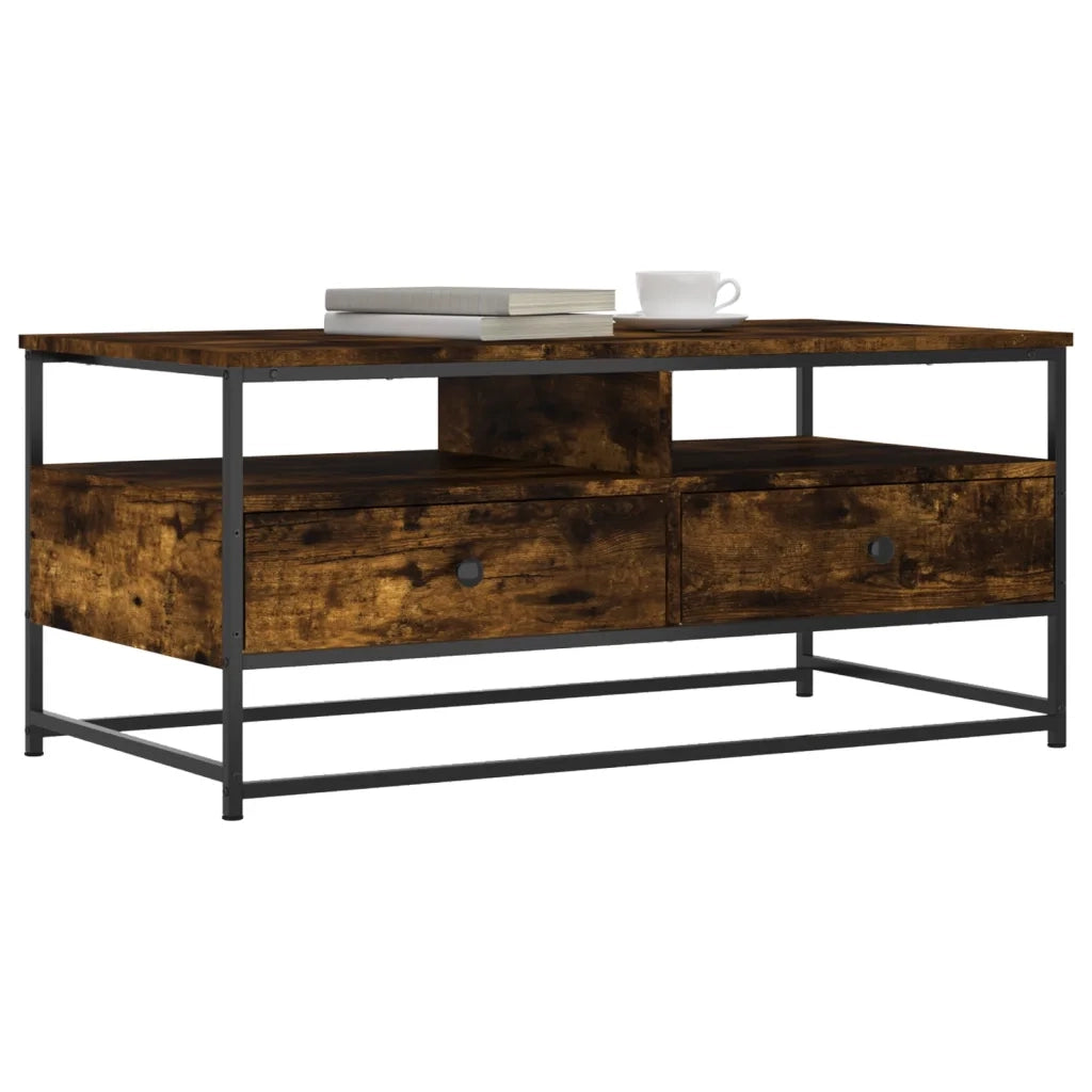 Tavolino da Salotto Rovere Fumo 100x51x45 cm Legno Multistrato 835286