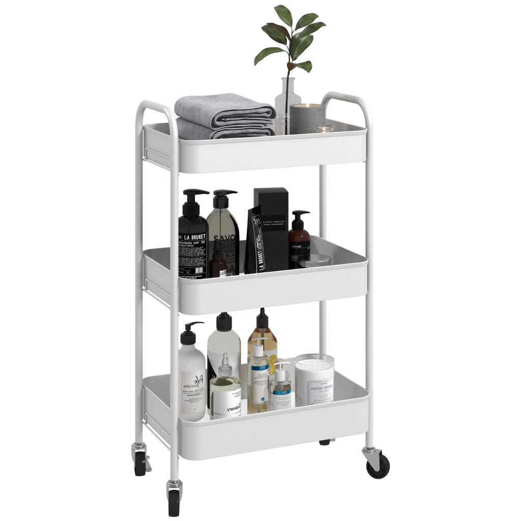 Carrello di servizio con 3 ripiani ¨C Zephmum ¨C Bianco 45x30.6x79 cm