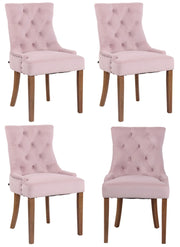 Set 4 poltrone pranzo Aberdeen in velluto rosa,antico chiaro