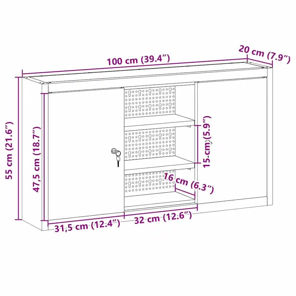 Mobile per attrezzi con blocco Nero e Grigio 100 x 20 x 55 cm CFW9989899