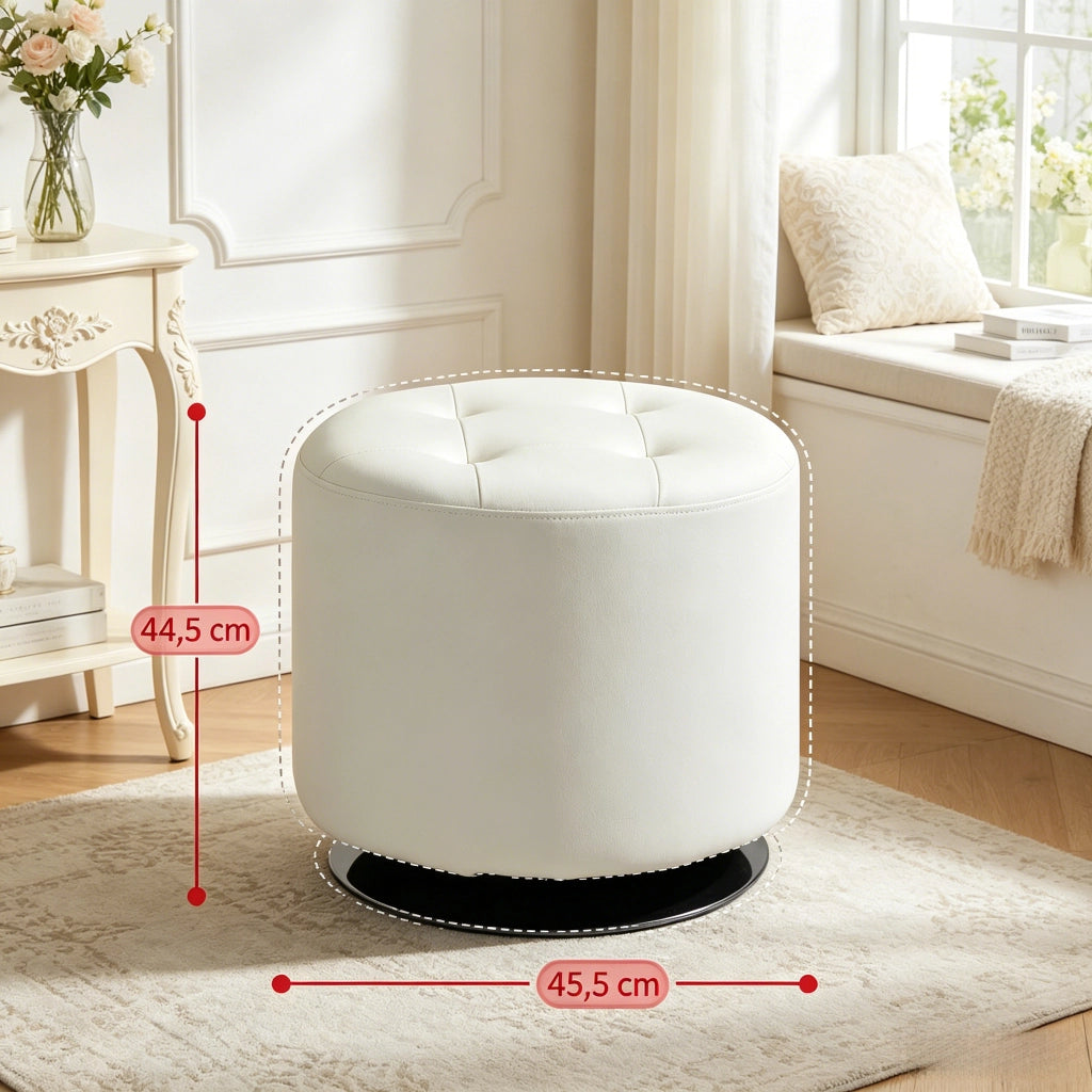 POGGIAPIEDI Girevole 360° Ø 45,5x44,5 cm PU Bianco