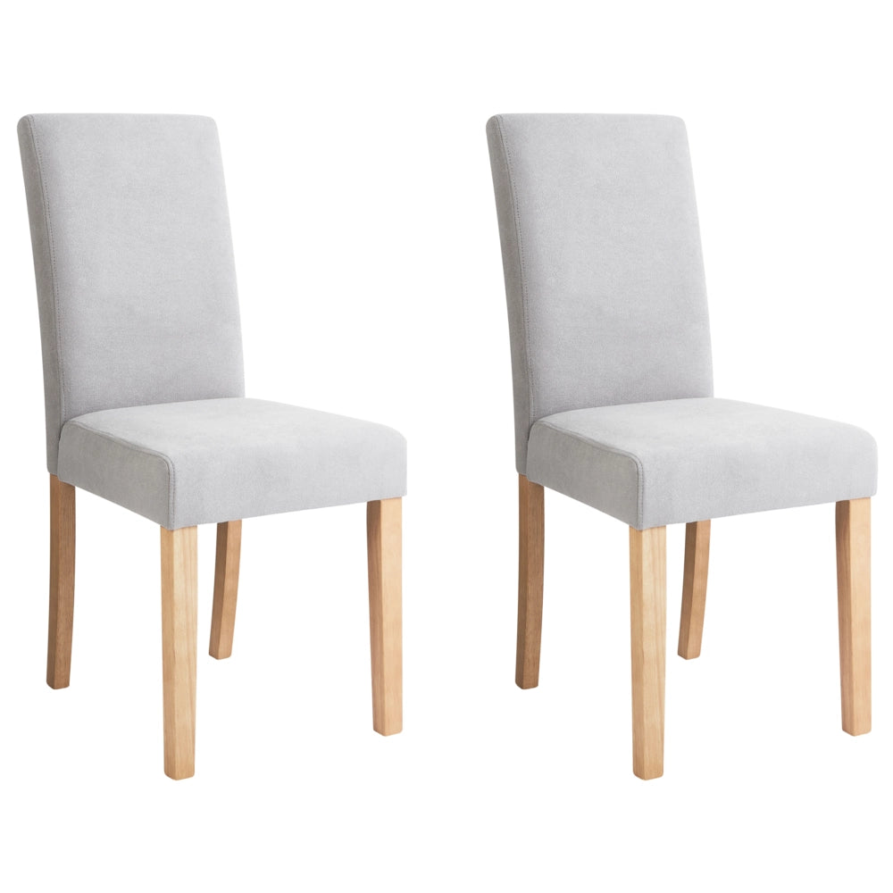 Set di 2 Sedie da Pranzo in Tessuto Grigio Gambe in Legno Moderne