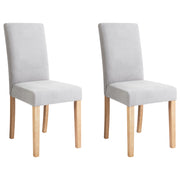 Set di 2 Sedie da Pranzo in Tessuto Grigio Gambe in Legno Moderne