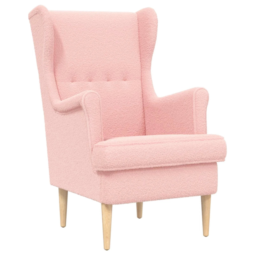 Poltrona con Ottomano 2 pz Rosa Bouclé 3418835
