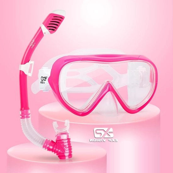 Set di snorkeling per bambini - maschera panoramica di snorkeling con cappuccio anticondensazione e impermeabile - inclusa maschera da sub per bambini e vetro resistente - attrezzatura da snorkeling professionale per nuoto e snorkeling