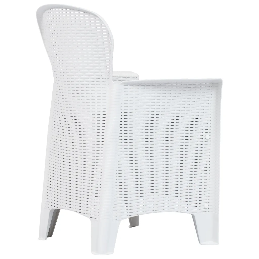 Sedie da Giardino 2 pz Cuscino Bianche in Plastica Stile Rattan 45598