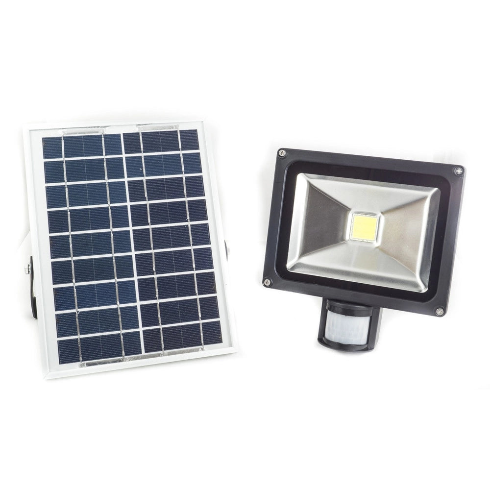 Trade Shop - Kit Faretto Pannello Con Sensore A Energia Solare E Crepuscolare A Led Cob -  30 Watt