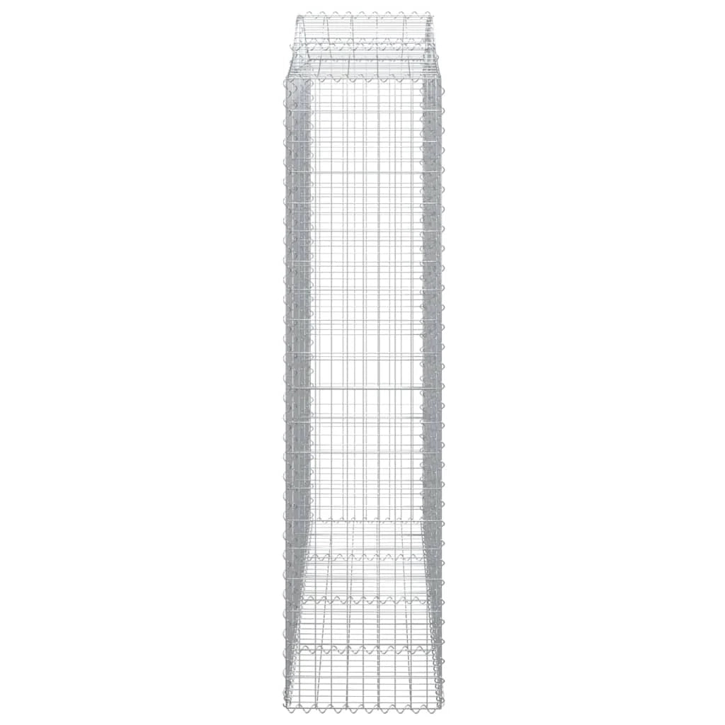 Cesto gabbione recinzione a gabbia muro di contenimento ad arco 200 x 50 x 200/220 cm ferro zincato argento 02_0040034