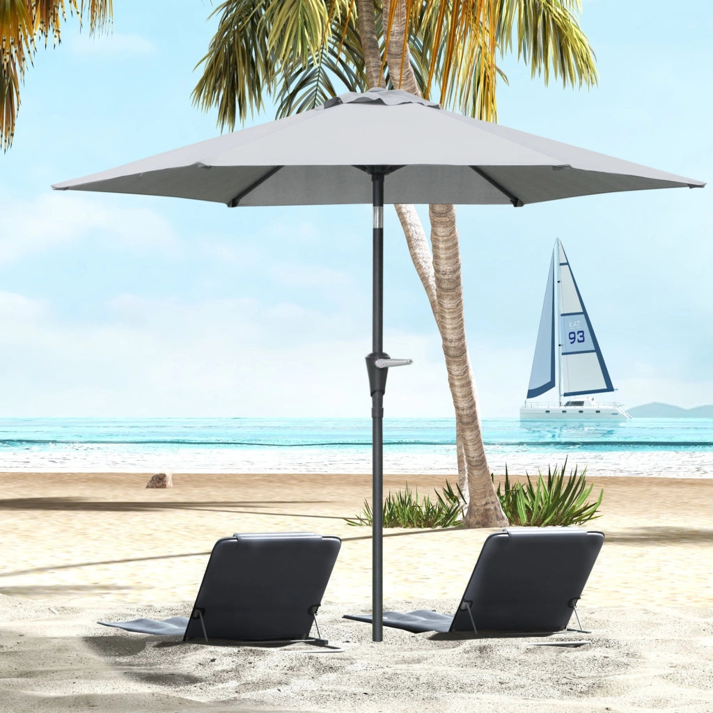 Ombrellone da Giardino Inclinabile ¨C zephmum ¨C Grigio 2.3x2m 6 Stecche