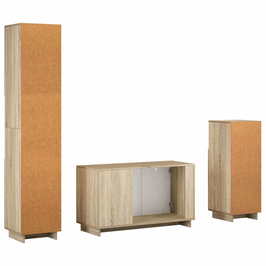 Set mobili da bagno 3 pz Rovere Sonoma Legno ingegnerizzato 3433057