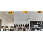 Trade Shop - Lampadario Moderno A Sospensione Led 3 Cerchi 45watt Luce 3000k 4000k 6500k B63b -