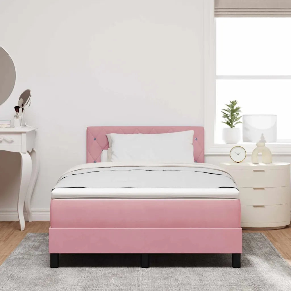 Letto a Sorgente LED con materasso Rosa 120 x 190 cm Velluto 3342577