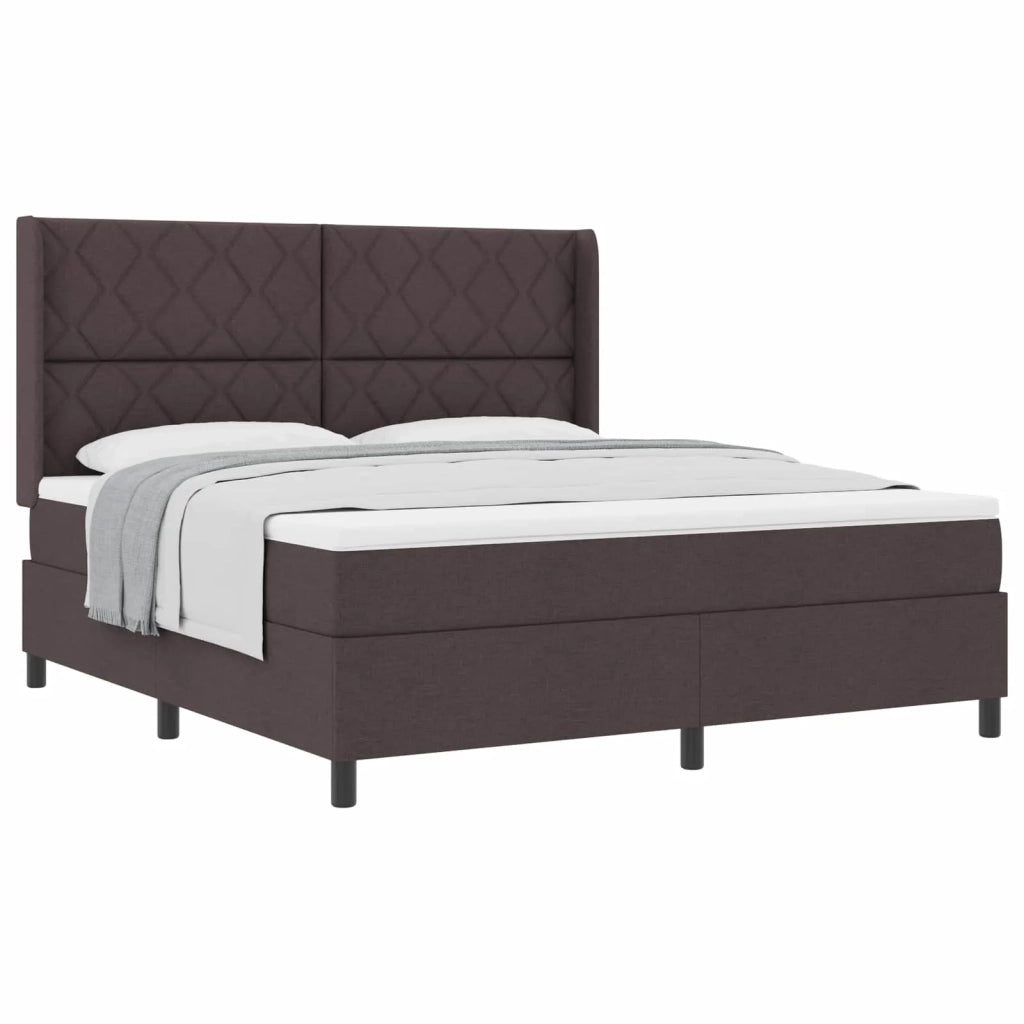 Letto a molle con materasso Marrone scuro 180 x 200 cm Tessuto 3341724