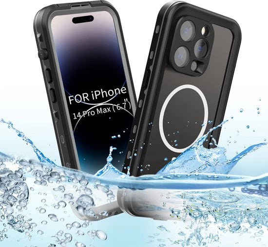 Custodia per Telefono Acqua-Resistente IP68 - Resistente ai Colpi - Protezione 360° - Supporto MagSafe - Esterno - Bumper Trasparente - Custodia Acqua-Resistente