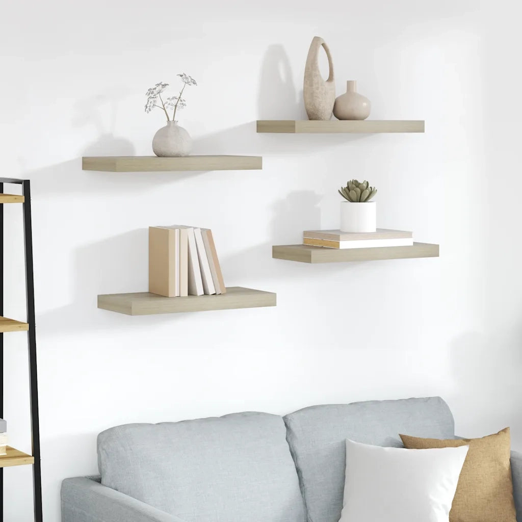 Scaffali a Parete 4 pz Rovere 50x23x3,8 cm in MDF 323873