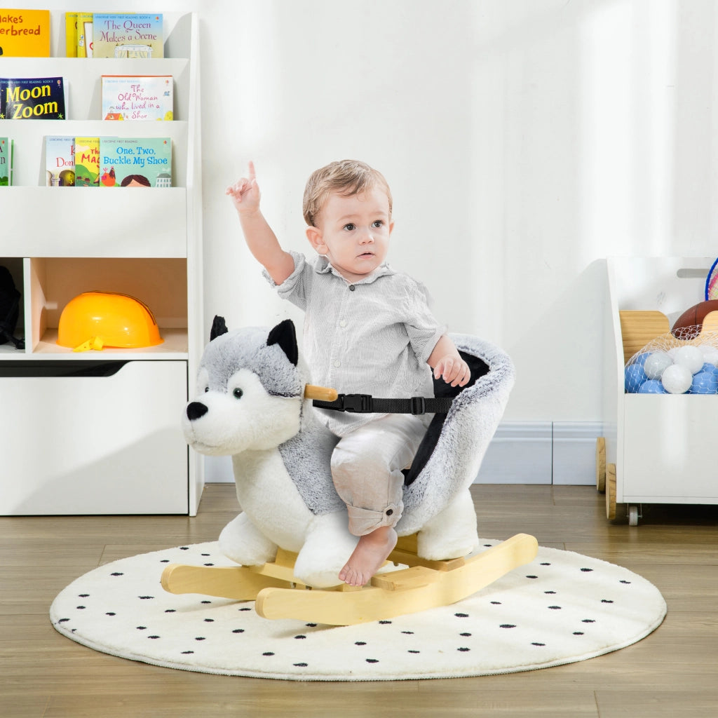 Cavallo a Dondolo Husky per Bambini ¨C zephmum ¨C 60x33x50cm Grigio