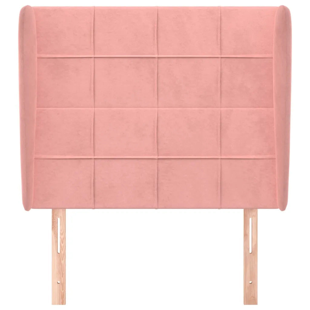 Testiera ad Orecchio-Testata con Orecchie Rosa 103x23x118/128 cm in Velluto 224664
