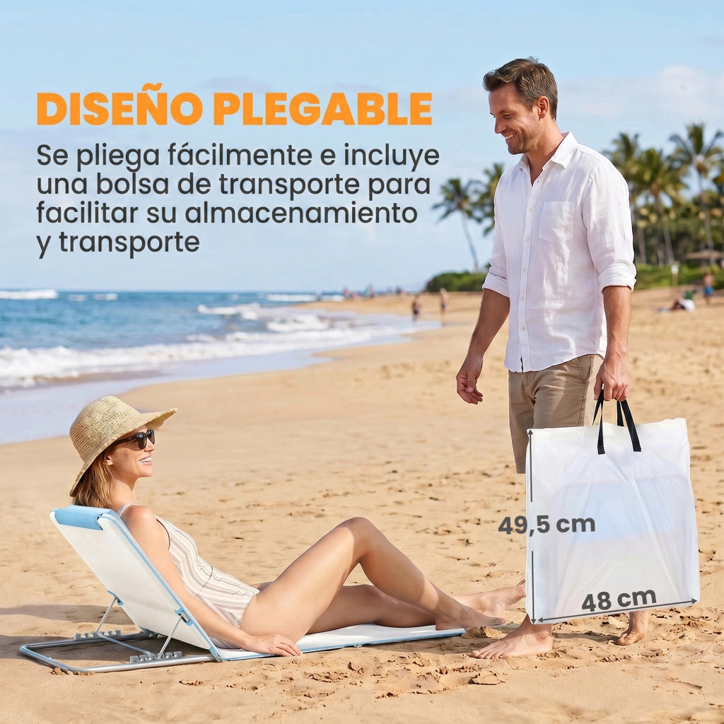 Sedia da Pranzo con Schienale Regolabile ¨C Minimal ¨C Beige 134x48x33-43 cm