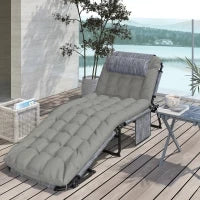 Lettino da Giardino Pieghevole e Reclinabile con Tasca Laterale, 68x189x30 cm, Nero e Grigio