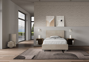 Letto Singolo 100x190 cm con Rete e Contenitore Adele Sabbia