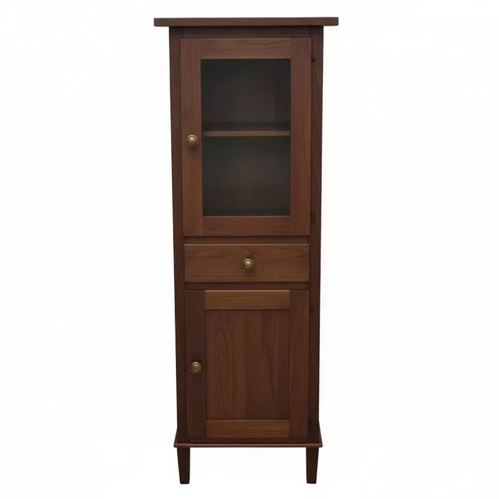 Vetrina colonna 2 porte 1 cassetto legno tinta noce 54x45x150 - Mobili 2G